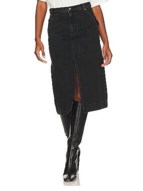 We The Free Black Denim Pencil Skirt